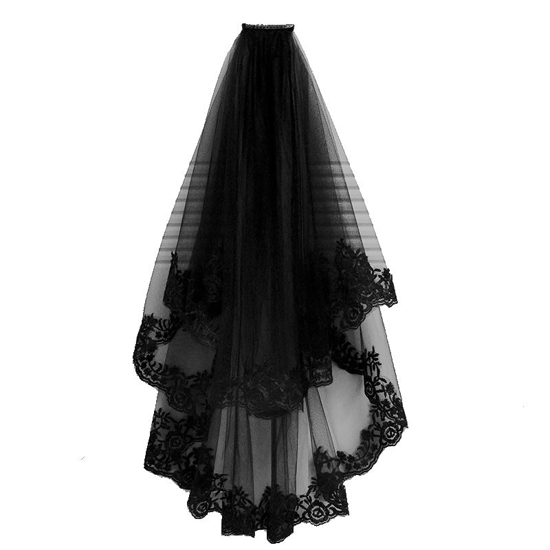 Black Veil Short Lace Headdress Spiritual Love Wedding Clothes Party Photo Veil Veil