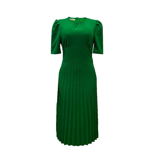 Short Sleeve Pleated Solid Color Plus Size Dress