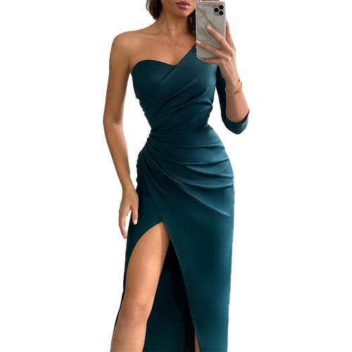Sexy Maxi Dress with Strapless Bodice and High Slit