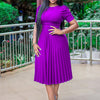 Short Sleeve Pleated Solid Color Plus Size Dress