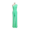 One Shoulder Sleeveless Wide Leg Solid Elegant Jumpsuits