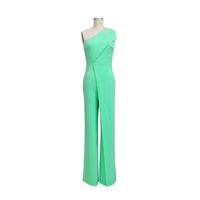 One Shoulder Sleeveless Wide Leg Solid Elegant Jumpsuits