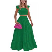 Sexy Solid Color Summer Women's Big Swing Two Piece Set Fashion Y2k