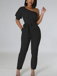 Women One Shoulder Slim Sweet Jumpsuit