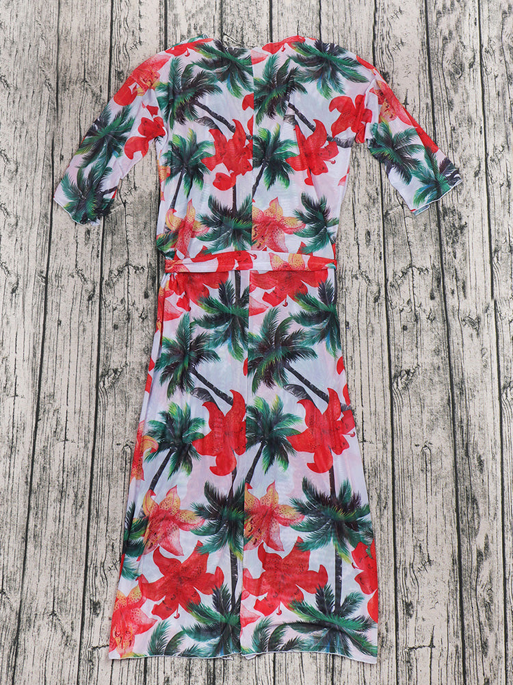 Long Sleeve Lace-up Cardigan Bohemian Sun Shirt Long Beach Dress