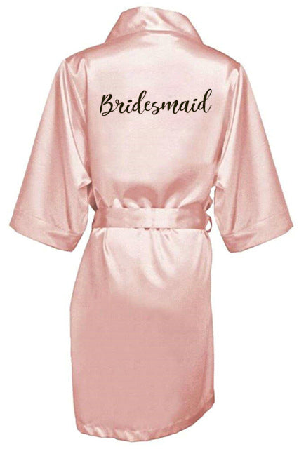 New Bride Bridesmaid Robe With White Black Letters Mother