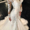 Trailing White Temperament Is Thin And Long Lace Wedding Dress