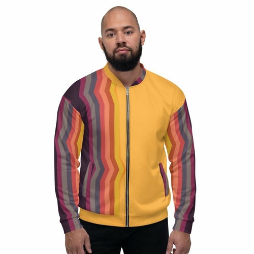 Uniquely You Mens Jacket - Edgy Retro Striped Bomber Jacket